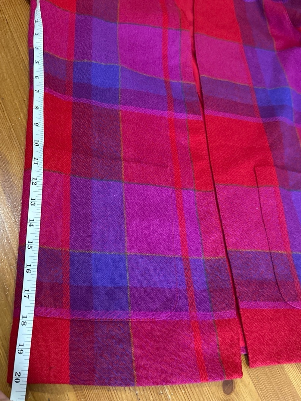 Thermo Jac Blazer 100%Pure Wool VintageOpen-Front Plaid Blazer in Red and Pink - Picture 7 of 15